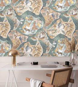 Travel Map Wallpaper by Brand McKenzie Clay & Khaki