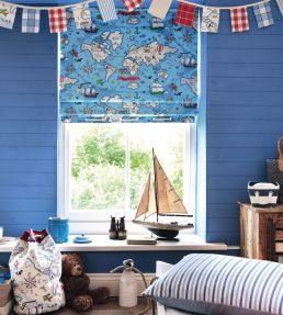 Treasure Map Fabric by Sanderson Sea Blue