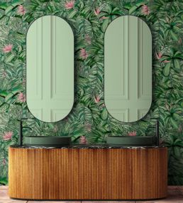 Tropical Forest Wallpaper by Brand McKenzie Dark Green / Pink
