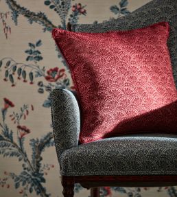 Tudor Damask Fabric by Zoffany Crimson
