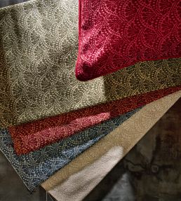 Tudor Damask Fabric by Zoffany Crimson