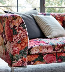 Very Rose And Peony Velvet Fabric by Sanderson Wild Plum