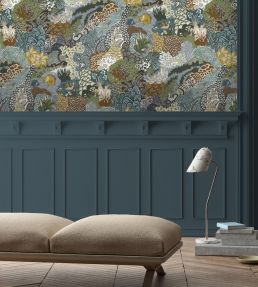 Whimsical Clumps Wallpaper by Josephine Munsey Olive, Brown and Blue