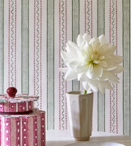Wiggle Stripe Wallpaper by Dado 03 Green and Pink