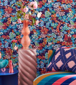 Wildflower Meadow Wallpaper by Harlequin Lapis/Carnelian/Aquamarine