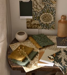 Willow Boughs Caffoy Velvet Fabric by Morris & Co Citrus Stone