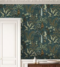 Woodland Floor Wallpaper by Josephine Munsey Petrol and Sage