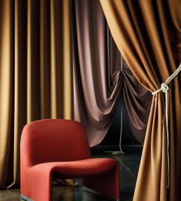 Wool Satin Fabric by Zoffany Old Gold