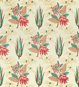 Desert Flower II Fabric by Zoffany Crimson/Teal