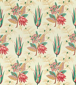 Desert Flower II Fabric in Crimson/Teal by Zoffany | Jane