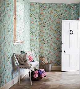 Nostell Priory Wallpaper by Zoffany Sky/Pink