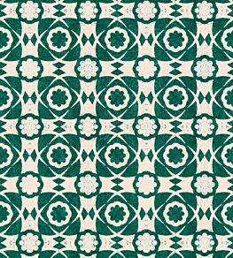 Aegean Tiles Wallpaper by MINDTHEGAP Ultramarine Green