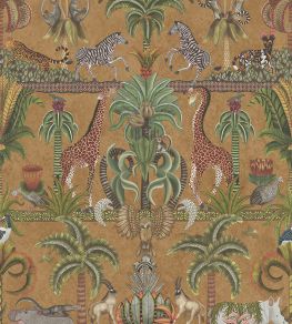 Afrika Kingdom Wallpaper by Cole & Son Olive Green & Spring Green on Metallic Bronze