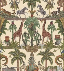 Afrika Kingdom Wallpaper by Cole & Son Olive Green & Spring Green on Cream