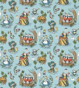 Alice in Wonderland Wallpaper by Sanderson Puddle blue