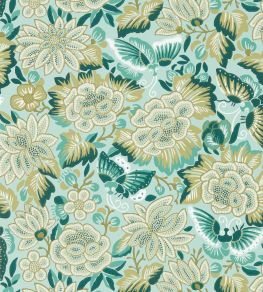 Amara Butterfly Wallpaper by Sanderson Bamboo / Fountain Green