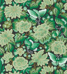 Amara Butterfly Wallpaper by Sanderson Emerald / Ink Black