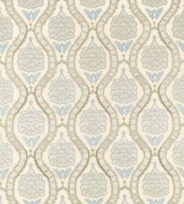 Anar Trellis Fabric by Zoffany Stockholm Blue / Platinum Grey