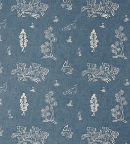 Friendly Folk Fabric by Andrew Martin Blue