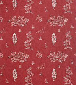 Friendly Folk Fabric by Andrew Martin Huntsman Red