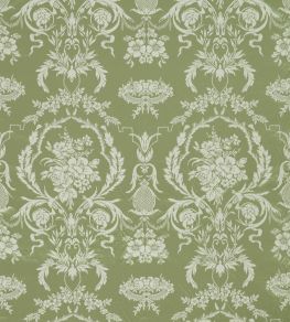 Arabesque Silk Fabric by Zoffany Pale Olive