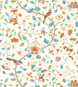 Aril's Garden Wallpaper by Sanderson Teal/Russet