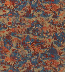 Avalonis Velvet Fabric by Zoffany Como Blue / Koi