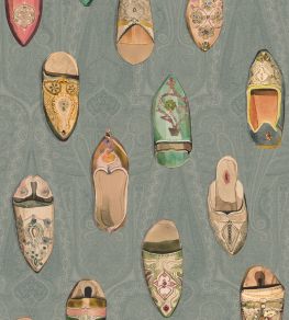 Babouches Wallpaper by Mulberry Home Teal