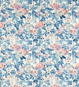Bamboo & Birds Fabric by Sanderson China Blue / Lotus Pink