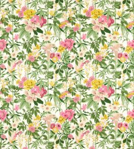 Bamboo & Birds Fabric by Sanderson Scallion Green / Fushia