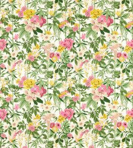 Bamboo & Birds Fabric by Sanderson Scallion Green / Fushia