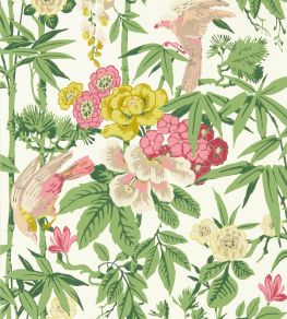 Bamboo & Birds Wallpaper by Sanderson Scallion Green