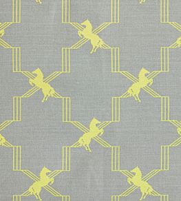 Horse Trellis Fabric by Barneby Gates Acid Yellow On Grey