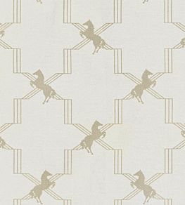 Horse Trellis Fabric by Barneby Gates Metallic Stone