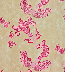 Paisley Fabric by Barneby Gates Hot Pink On Tea Stain