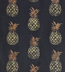 Pineapples Fabric by Barneby Gates Gold On Charcoal