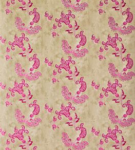 Paisley Wallpaper by Barneby Gates Hot Pink on Tea Stain