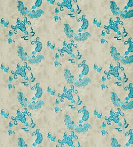 Paisley Wallpaper by Barneby Gates Turquoise on Old Grey