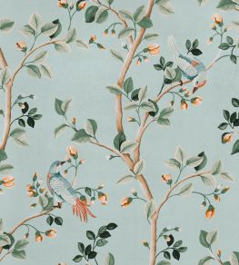 Birds Prosperity Wallpaper by Coordonne Turquoise