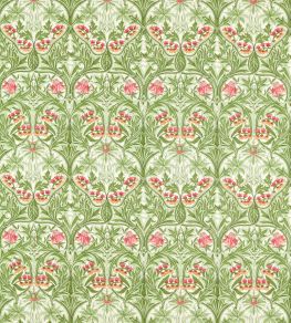 Bluebell Fabric by Morris & Co Leaf Green/Sweet Briar