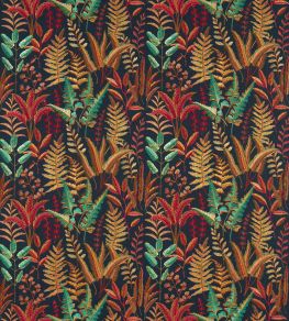Bracken Embroidered Fabric by Clarke & Clarke Russet/Aqua