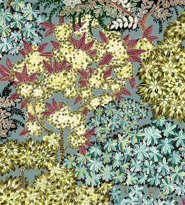 Broccoli Canopy Wallpaper by Josephine Munsey Celadon, Olive Green and Deep Red