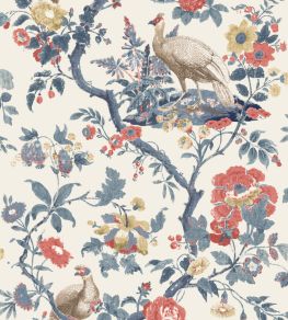 Broughton Rose Wallpaper by GP & J Baker Indigo/Red