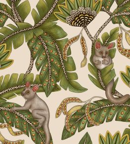 Bush Baby Wallpaper by Cole & Son Spring Green & Marigold on Stone