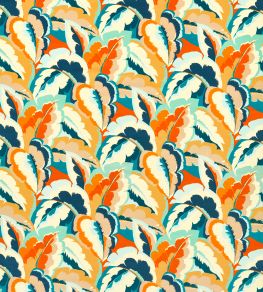 Calathea Velvet Fabric by Harlequin Azul / Onsen / French Ochre / Paprika