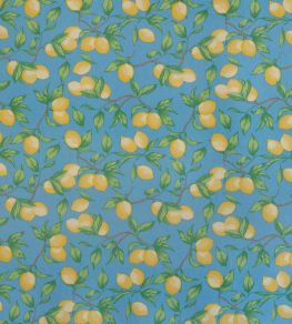 Capri Lemon Fabric by Barneby Gates Azure Blue