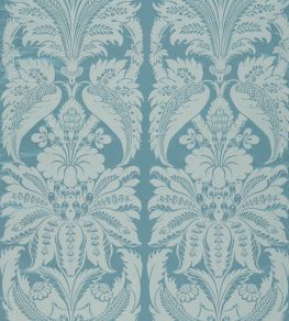 Clandon Damask Fabric by Zoffany Wedgwood Blue