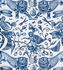 Emma J Shipley Extinct Fabric by Clarke & Clarke Blue