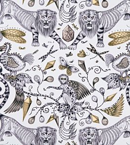 Emma J Shipley Extinct Fabric by Clarke & Clarke Gold