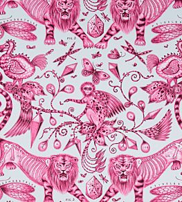 Emma J Shipley Extinct Fabric by Clarke & Clarke Magenta